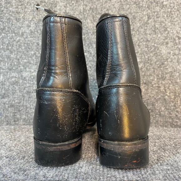 Vintage Justin Black Leather Kiltie Boots Kids 13.5 Lace Up Leather Granny USA - Picture 4 of 7